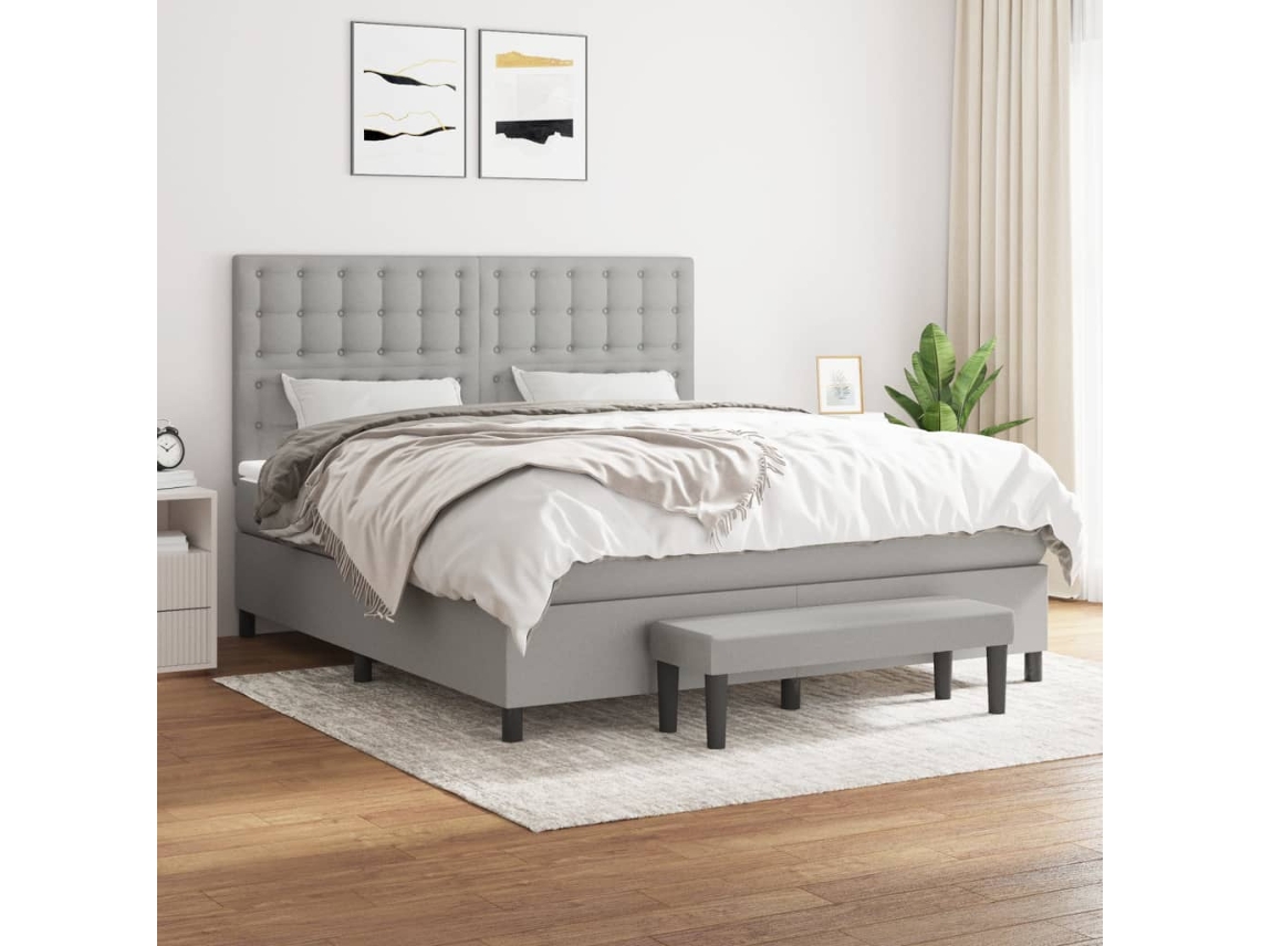 Vidaxl Cama Com Molas/colchão 180x200 Cm Tecido Cinzento-claro