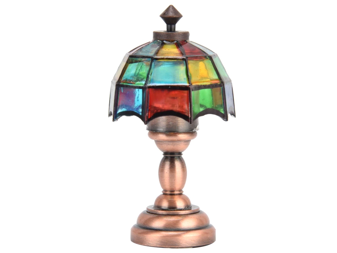 Ats lâmpada de Escritório Led Sem Fio para Casa de Bonecas 1:12 com Lâmpada de Mesa Miniatsura e Abaque Colorido