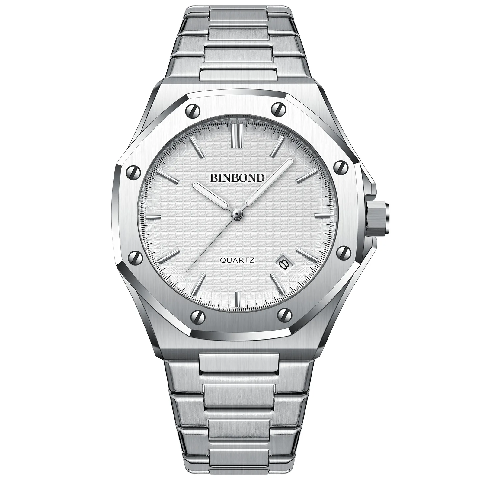Relógio Masculino Elegante e Casual com Mostrador Grande, Caixa em Aço Inoxidável, Calendário e Mecanismo de Quartzo. MDUG