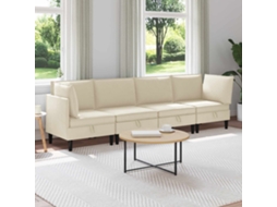 Vidaxl Conjunto De Móveis Para Sala De Estar 4 Pcs Creme Tecido