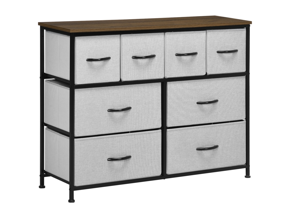 Cômoda com 8 gavetas, estrutura de tecido, aço, 100x30x78cm, preto | S/MARCA