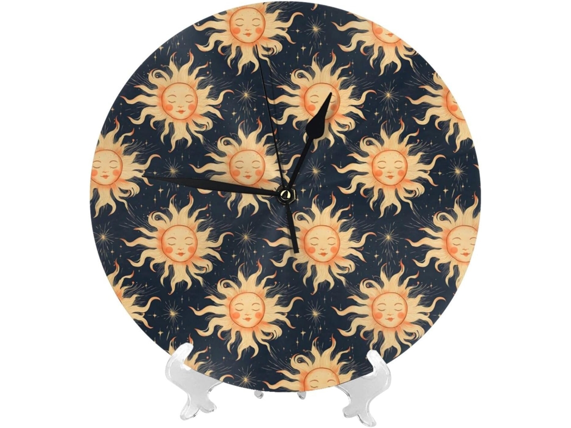 Relógio De Parede De 25cm 10 Polegadas A Bateria, Com Linda Estampa Azul Marinho, Moderno E Silencioso, Compacto, Ideal