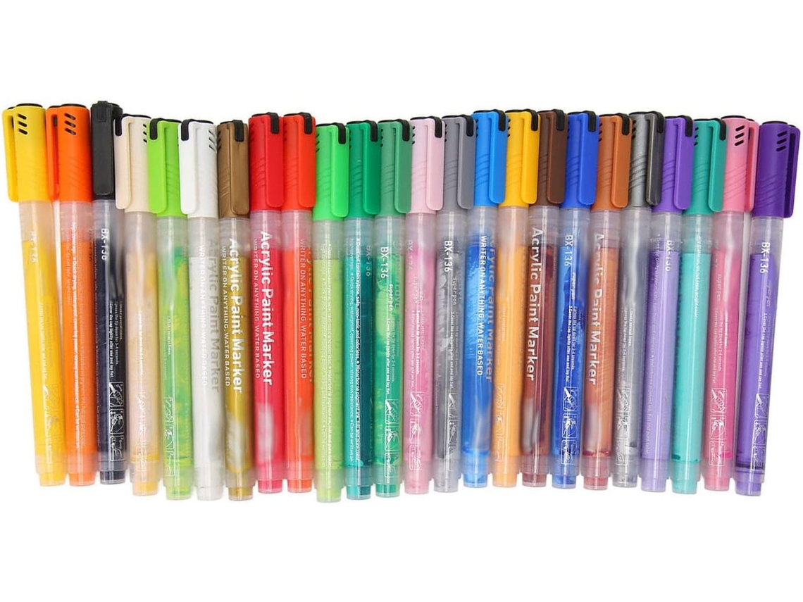 Marcadores De Tinta Acrílica Em 24 Cores, À Prova D'água E Com Ponta