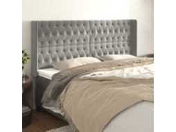 Vidaxl Cabeceira Cama C/ Abas Veludo 183x16x118/128 Cm Cinzento-claro