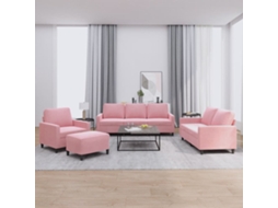 Vidaxl 4 Pcs Conjunto De Sofás Com Almofadões Veludo Rosa