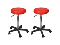 Vidaxl Bancos De Escritório 2 Pcs 35,5x84 Cm Couro Artificial Vermelho