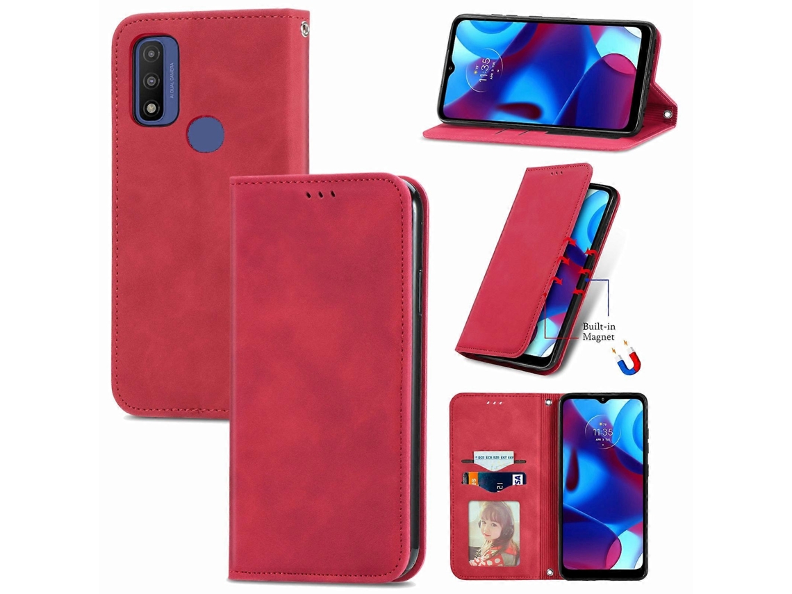 Capa De Couro Com Flip Horizontal Magnético Para Motorola Moto G Pure Retro Skin Feel