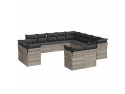 Conjunto de 13 Sofás Jardim com Almofadões Vime Pe Cinzento Claro MAISON EXCLUSIVE (90x200 cm)