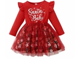 Roupas de Natal Saia Tutu Estampada Patchwork 130Cm