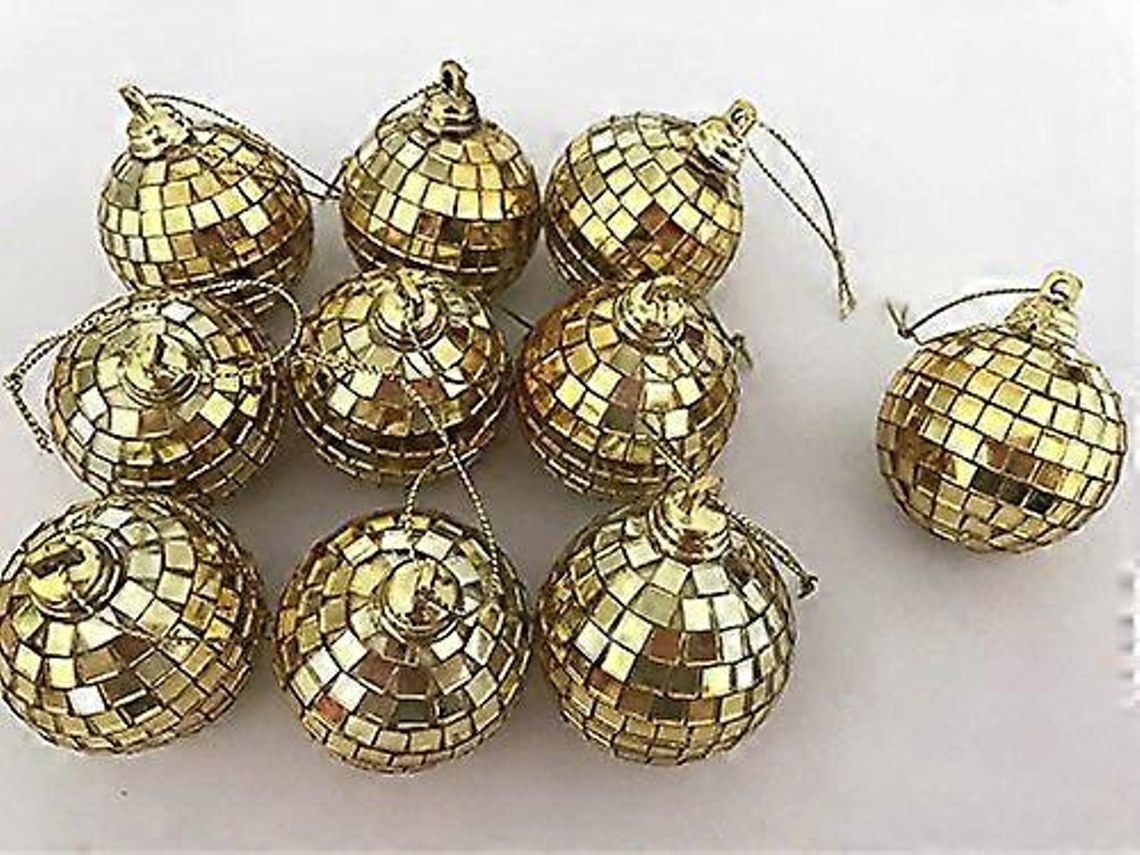 Enfeites De Natal Em Formato De Bola De Discoteca Espelhada Dourada Olysi Shop