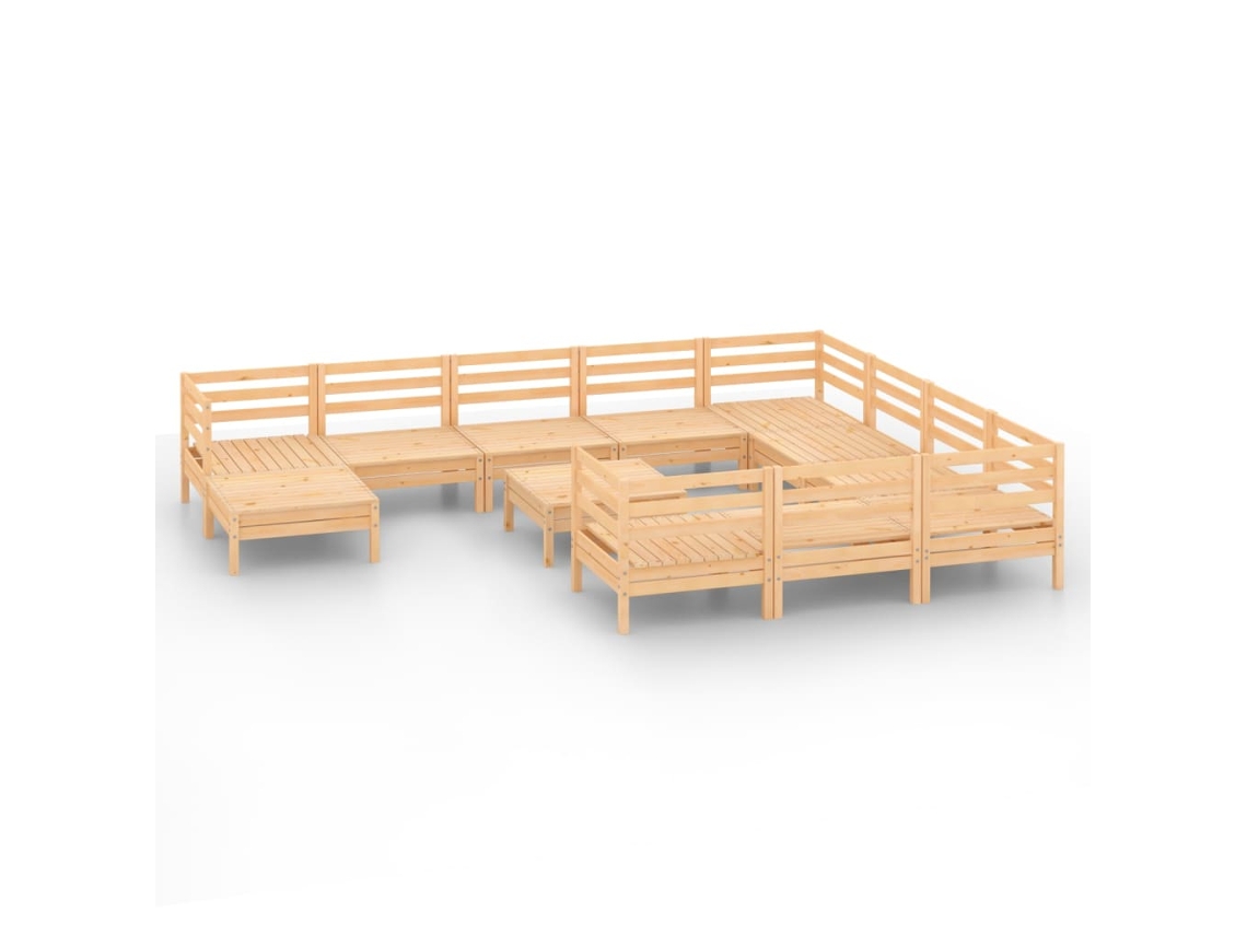12 Pcs Conjunto Lounge de Jardim Pinho Maciço MAISON EXCLUSIVE