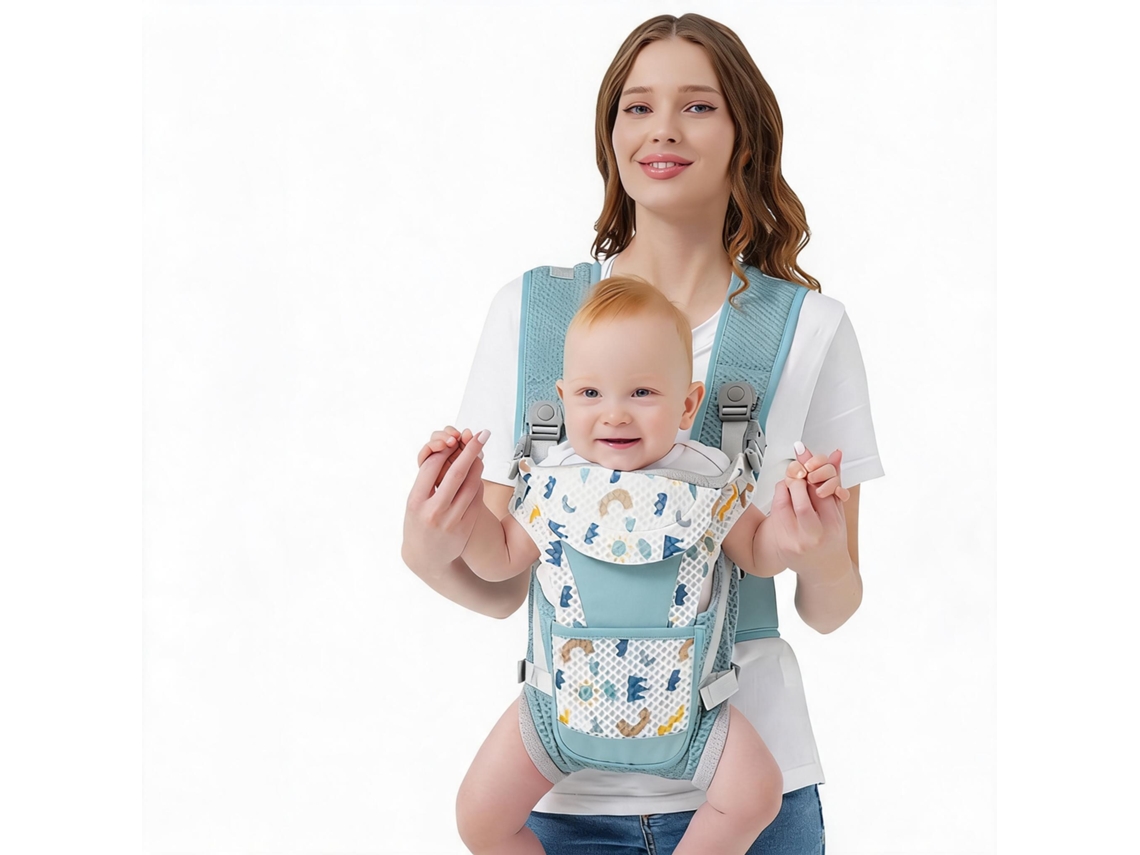 Canguru Para Bebê De 0 A 24 Meses Ergonômico Com Posição Fisiológica Em M Tecido Transpirável Verde