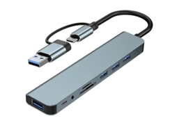 USB C Adapter 8 In 1 USB-C Hub com 4 USB A USB-C Data Ports SD/TF Card Reader 3.5mm Headphone Jack USB-C Hub Multiport Adapter para YIZHOOD