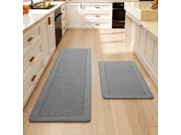 Conjunto de 2 Peças Tapete de Cozinha Listrado Simples, Antiderrapantes e Absorventes DIGITALLAB (cinza, 50x80cm/50x160cm)