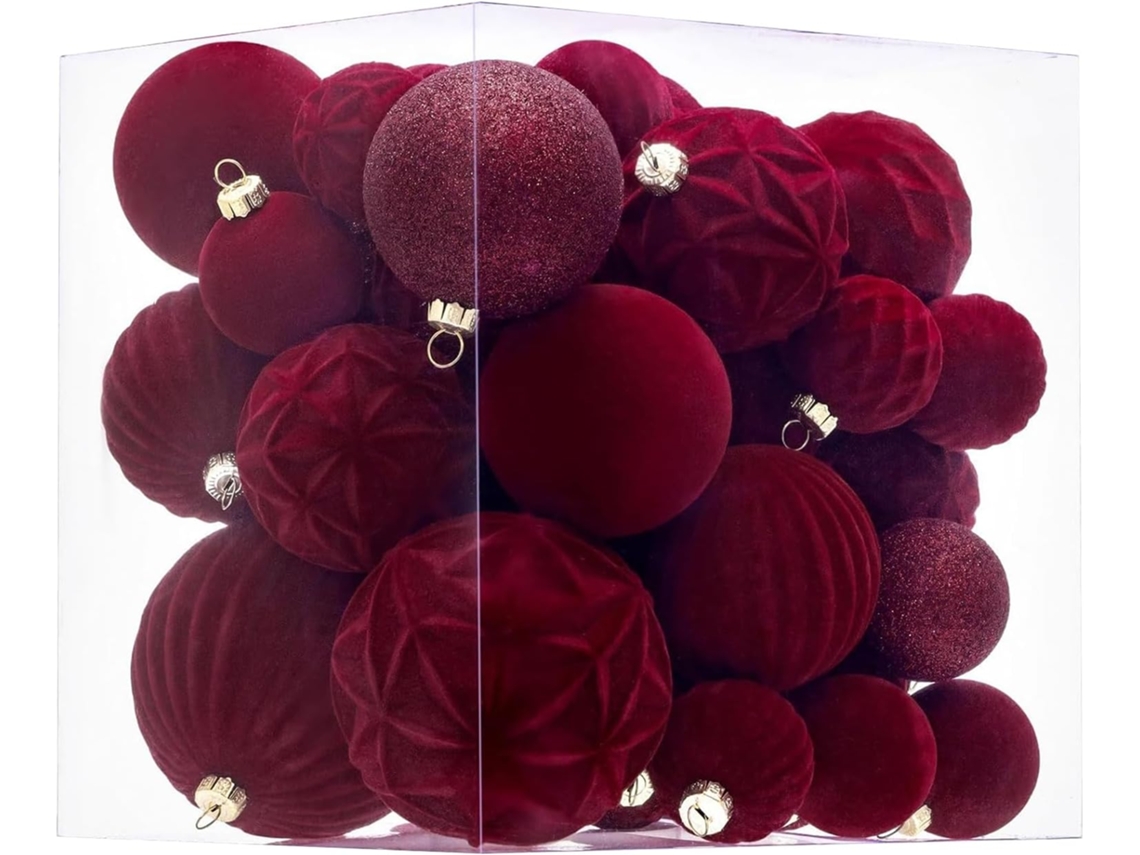 Conjunto De 36 Peças De Elegantes Decorações Natalinas Em Veludo |
