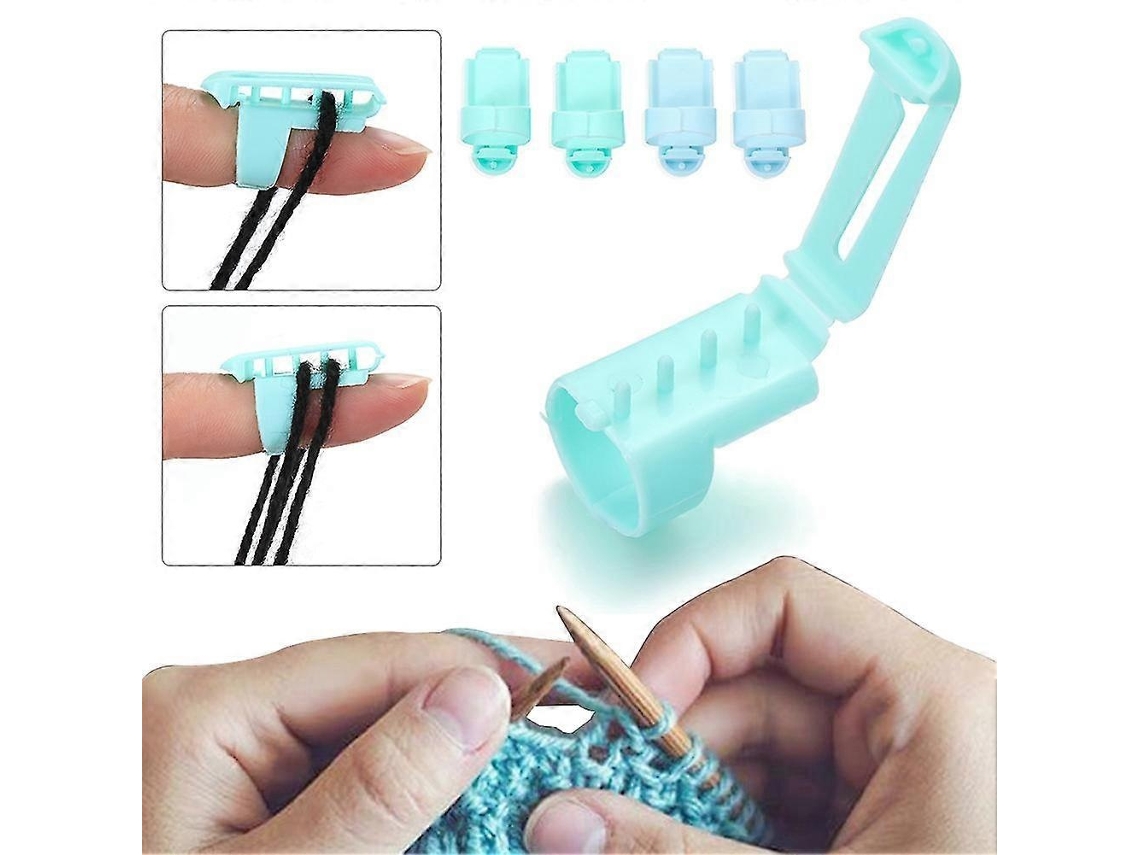 Conjunto de 4 Peças de Dedal Guia para Fios de Tricô, em Plástico, para Separar os Fios. AQUAFORGE