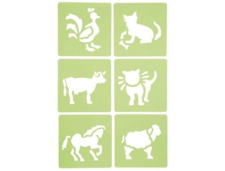 Estêncil Plástico Animais - Marca Não Especificada - Pacote De 6 - 14 X 15 Cm - Para Crianças - Mixte