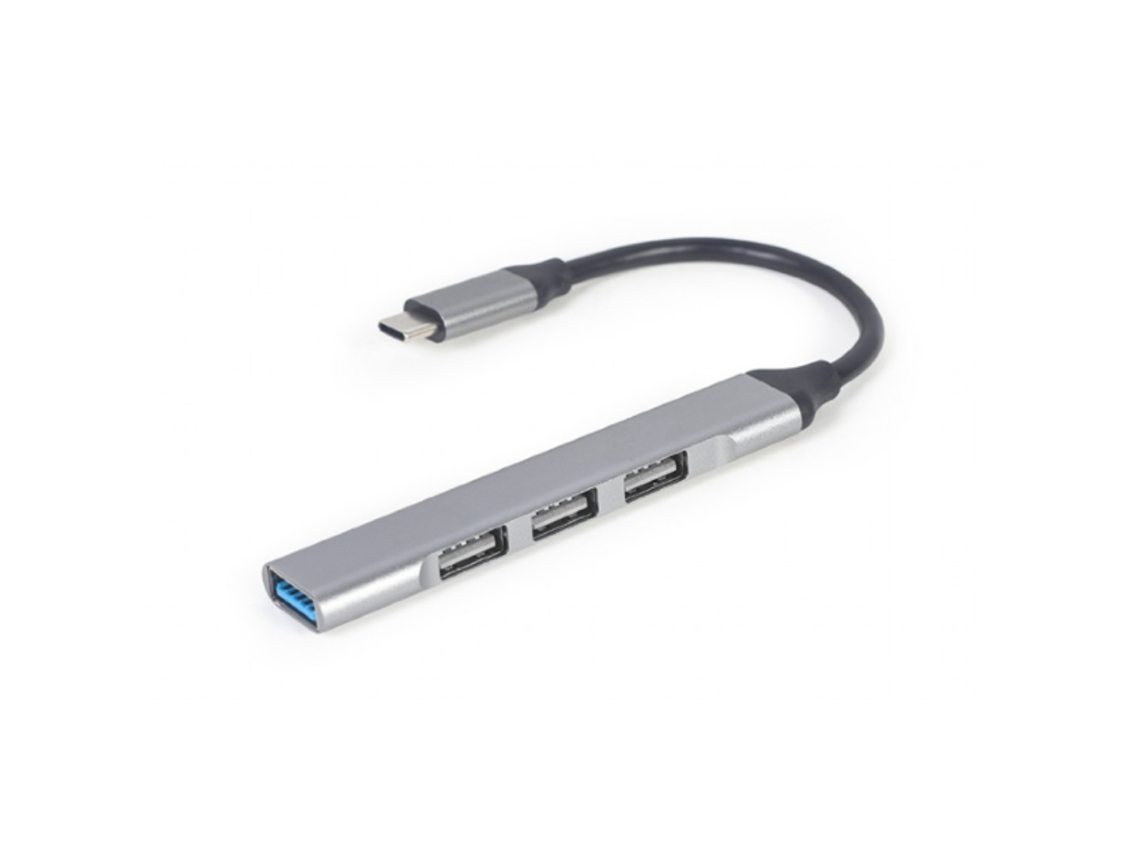 Concentrador Gembird Usb Tipo C 4p Silver (usb3 X 1 Puerto, Usb2 X 3 Puertos)