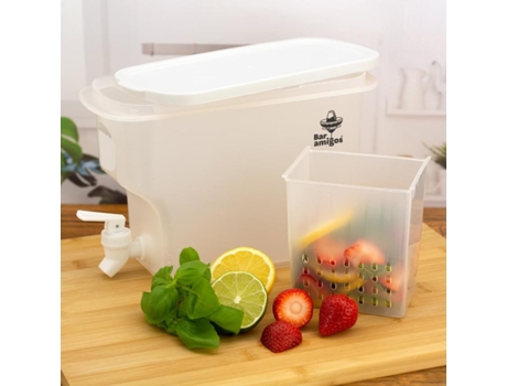 Recipiente Recarregável Da Prateleira Do Refrigerador Do Distribuidor De Água Da Infusão De Frutas Com Torneira 3.5l Bar Amigos