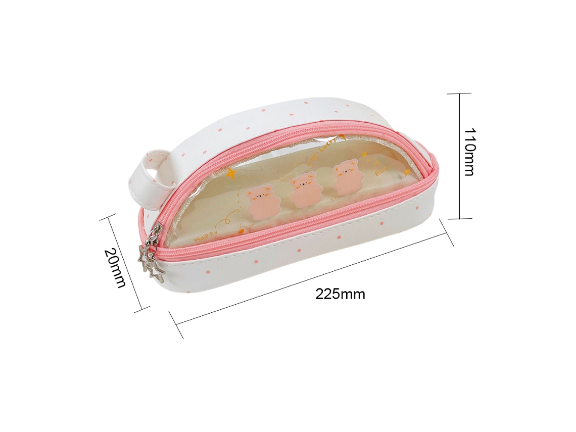 Estojo de lápis transparente com zíper grande capacidade para escolares S/MARCA