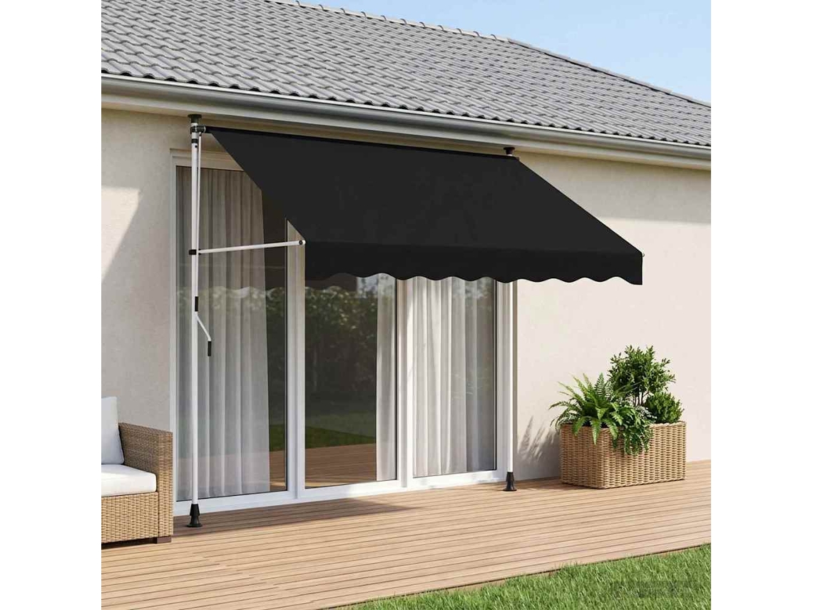 Vidaxl Toldo Retrátil Manual Preto 250 Cm