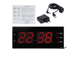 Relógio de parede Baok-Led com calendário e luz noturna, relógio eletrônico para casa, mesa ou laboratório, conector UE