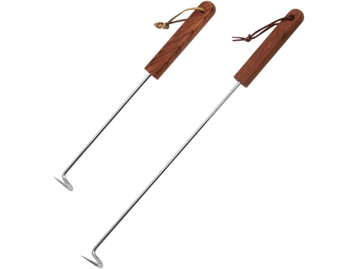 6 Peças De Aço Inoxidável Gancho Carne Turner Flipper Para Churrasco, Camping,