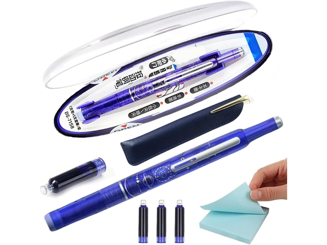 Caneta- Tinteiro| De Ponta Fina E Tinta Azul, À Prova De Vazamentos, Ideal Para Escrita, Desenho, Caligrafia,