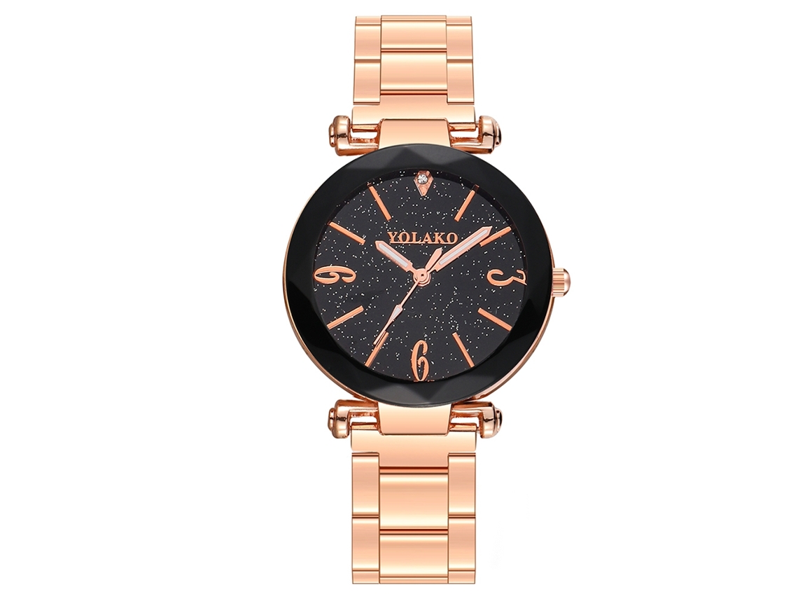Relógio de Pulso Feminino Yolako Casual Simples Mostrador Redondo Quartzo Preto