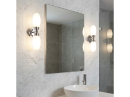 Aplique De Casa De Banho Para Espelho, Base Metálica Cromada E Vidro Opal, Ip44, 2xe14 Máx. 20w "duolia"