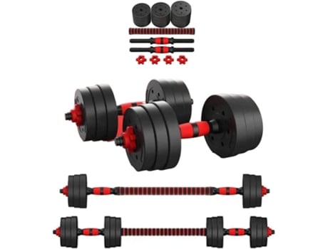 FEIERDUN Halteres ajustáveis, conjunto de peso livre de 9 kg com conector,  conjunto de halteres 4 em 1 usado como haltere, kettlebells, suporte  push-up, exercícios de fitness para academia em casa