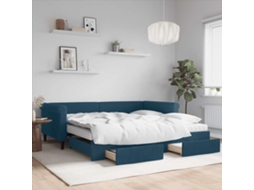 Vidaxl Sofá-cama Com Gavetão E Gavetas 100x200 Cm Veludo Azul