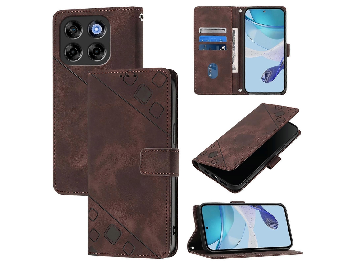 Capa De Celular De Couro Com Relevo Skin Feel