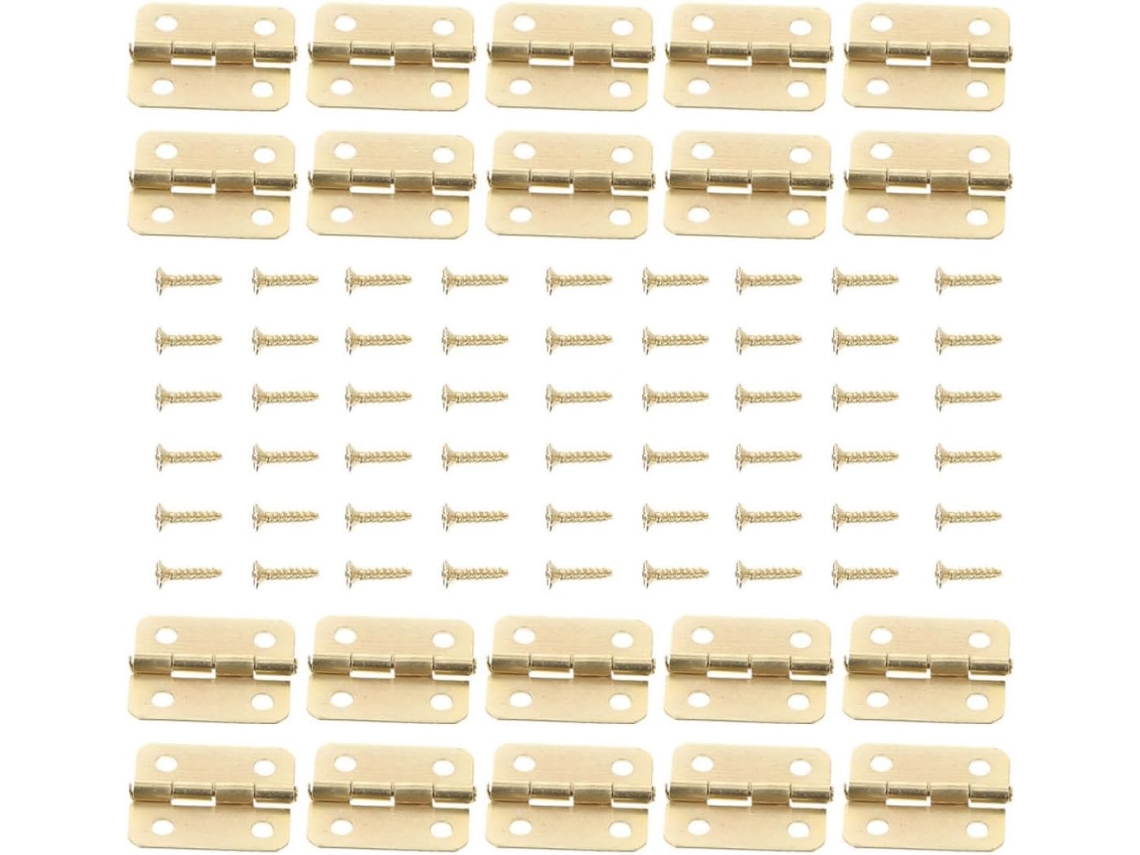 Conjunto De 40 Mini Dobradiças Ferro Com Cantos Arredondados Para Caixas Joias, Artesanato E Projetos Faça Você Mesmo