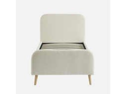 Cama Com Estrado E Cabeceira Estofada Boucle, 90cm, Creme