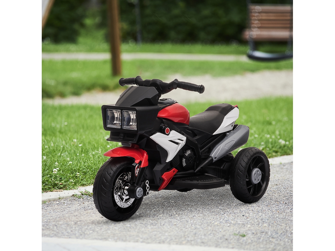 Moto Elétrica Para Crianças 3-5 Anos (máx. 25kg) Com 3 Rodas, Luzes E Sons, Bateria 6v, Vermelho, 86x42x52cm