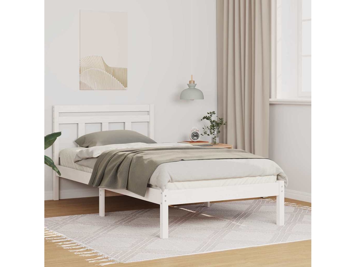 Vidaxl Estrutura da Cama Branco 80 X 200 Cm Madeira de Pinheiro Sólida
