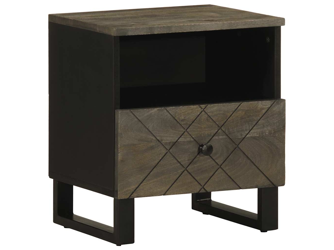 Vidaxl Mesa De Cabeceira 40x33x46 Cm Madeira De Mangueira Maciça Preto