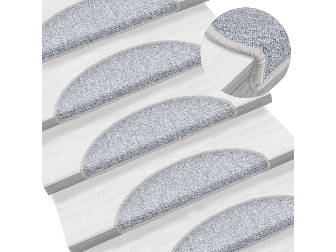 Vidaxl Tapetes De Escada 10 Peças 56x17x3 Cm Cinza Claro Semicircular