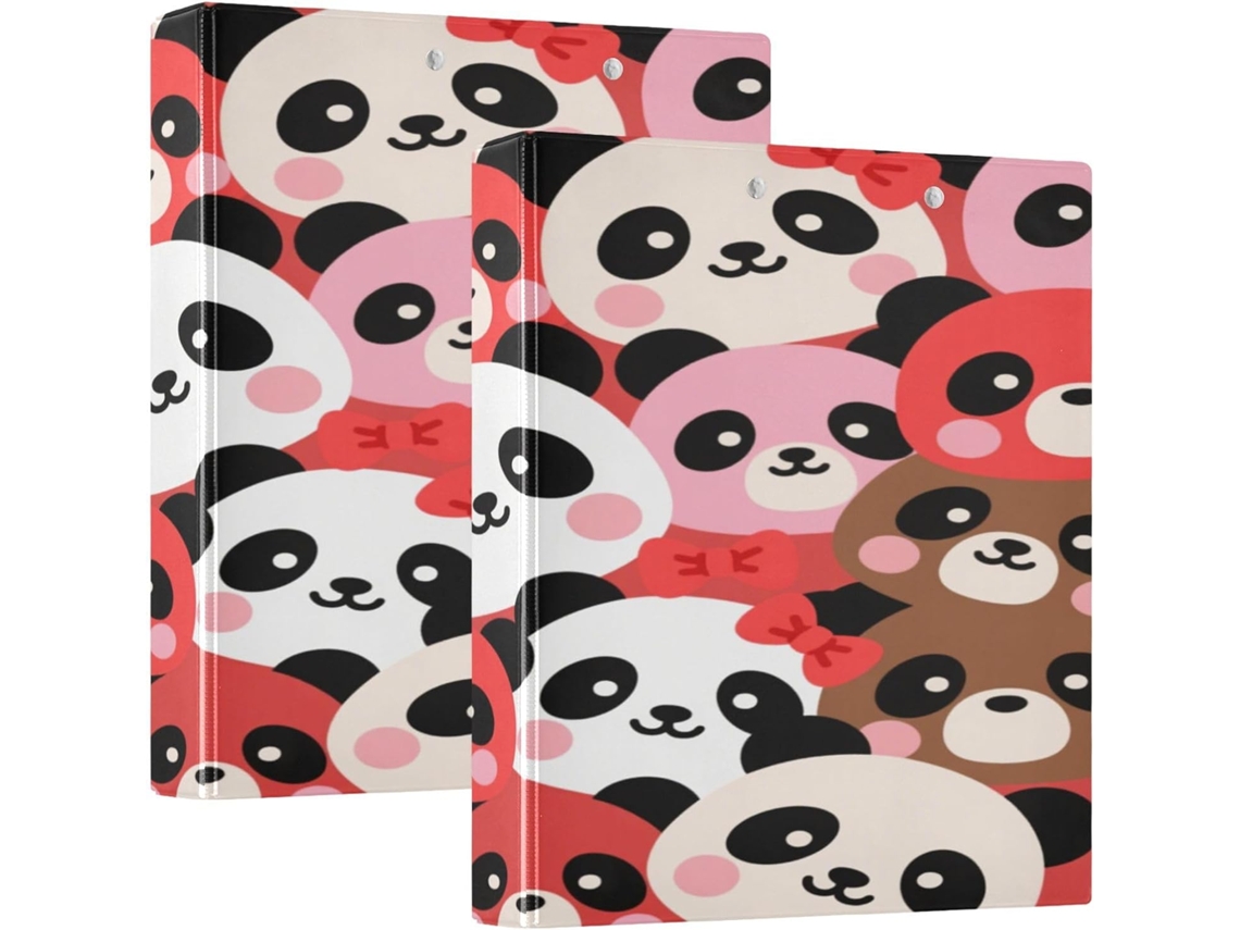 Pastéis escolares de 1 ou 5 unidades, 5 Polegadas com estampa de panda vermelho, 3 anéis com saquinhos, pacote com 1 ou 2 unidades, capa.
