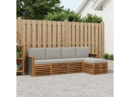 Vidaxl Conjunto De Sofás Para Exterior 5 Pcs Natural E Cinzento-claro