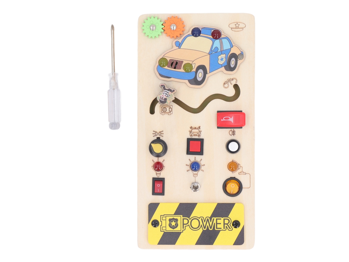 Mali placa Sensorial de Interruptores com Luzes Led Educativa em Bois para Crianças