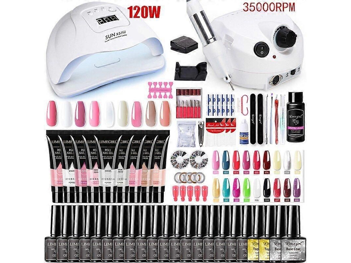 Kit De Manicure Para Unhas Extensas, Gel E Polygel Com Lâmpada Uv/led Para Unhas