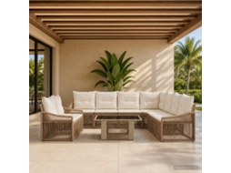 Vidaxl Conjunto De Sofá De Jardim 10 Unid. Bege E Branco Creme Vime Pe