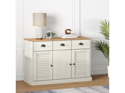 Vidaxl Aparador Com Gavetas Vigo 113x40x75 Cm Pinho Maciço Branco