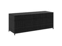 Vidaxl Caixa De Arrumação Para Jardim 150x50x60 Cm Vime Pe Preto