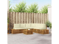 Vidaxl 7 Unid. Conjunto De Sofás Para Exterior Natural E Creme