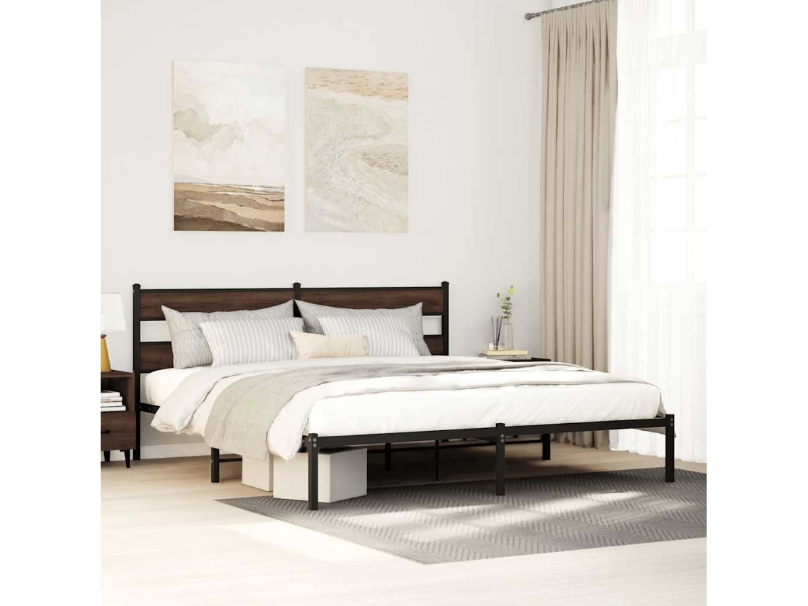 Vidaxl Cama Sem Colchão com Cabeceira 190x200 Cm Carvalho Castanho