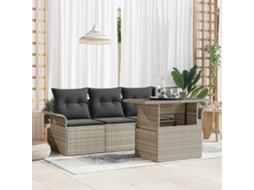 Vidaxl Conjunto De Sofá De Jardim 5 Pcs Cinzento-claro Vime Pe