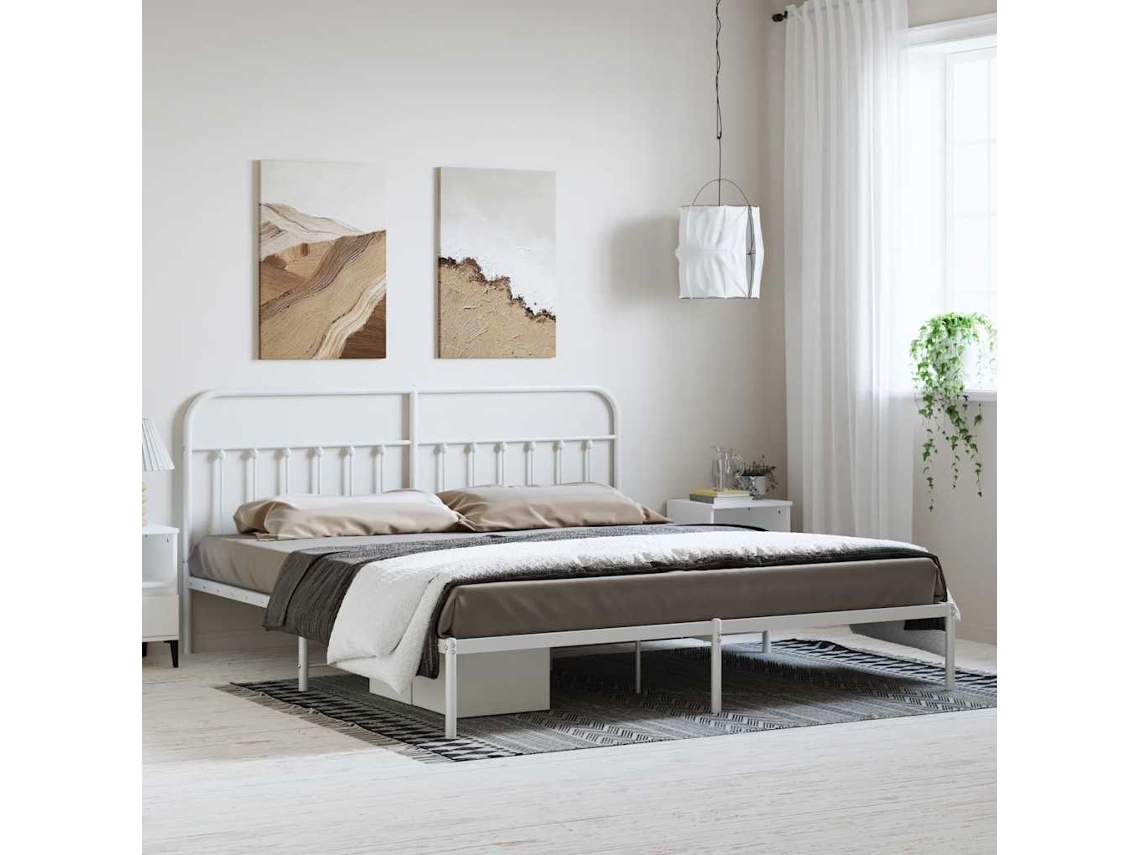 Estrutura De Cama Com Cabeceira 183x213 Cm Metal Branco